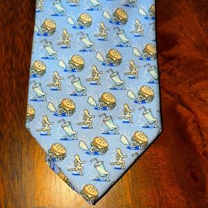 Vineyard Vines Milkshake & Burger Print Tie 100% Silk EUC